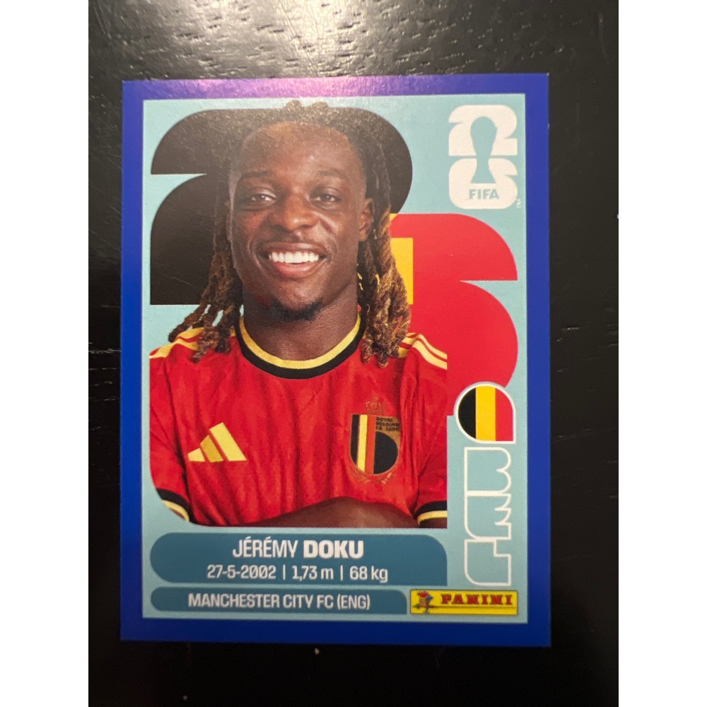 Jeremy Doku Panini FIFA World Cup 2026 Sticker BEL 16 Belgium Manch Blue Border